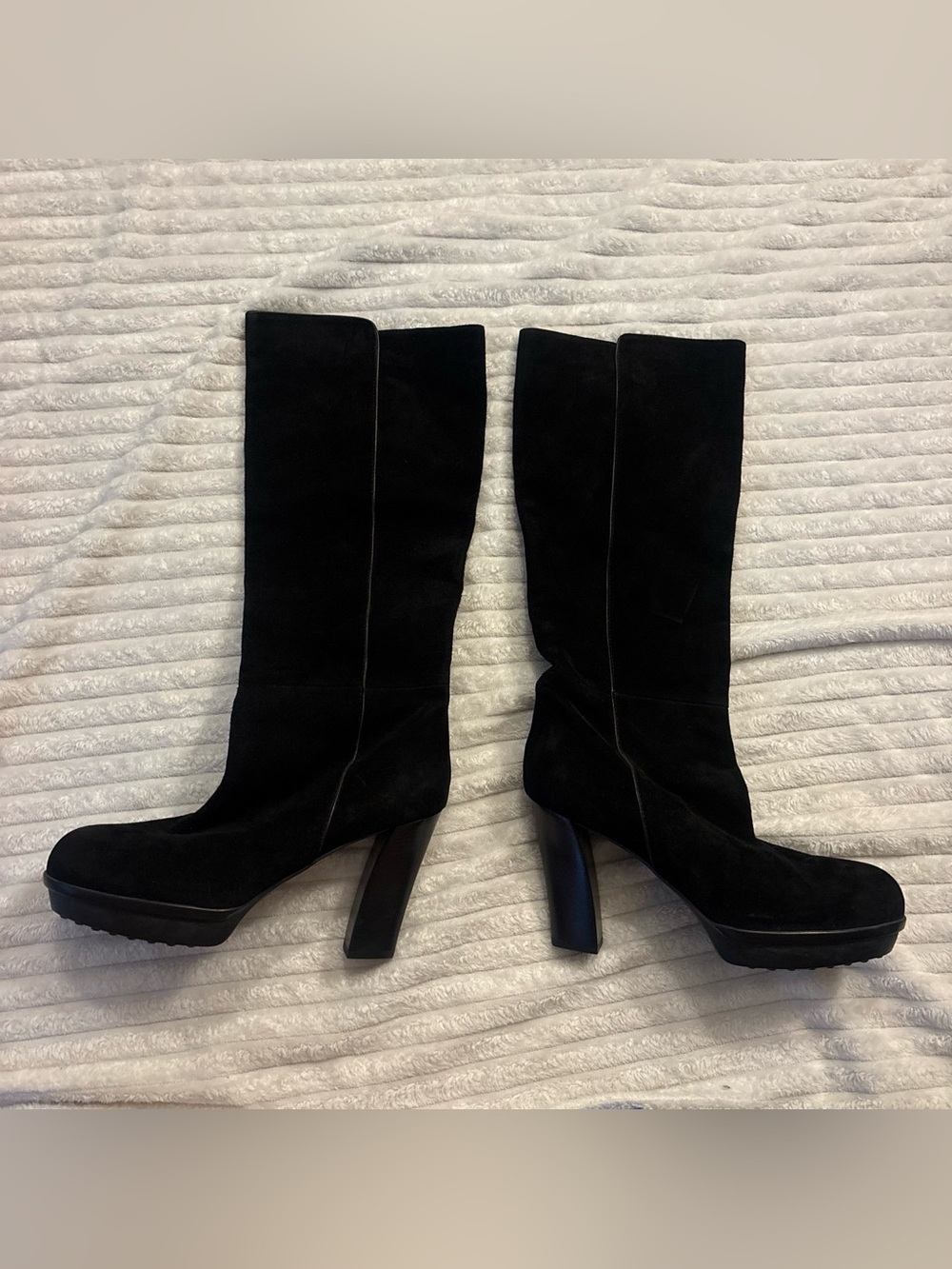 Tod's Black Suede Over-the-Knee Platform Heel Boots